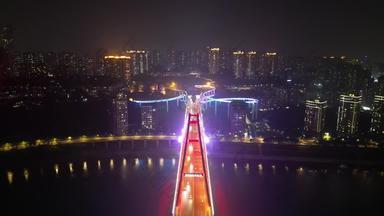 航拍<strong>重庆</strong>菜园坝大桥夜景